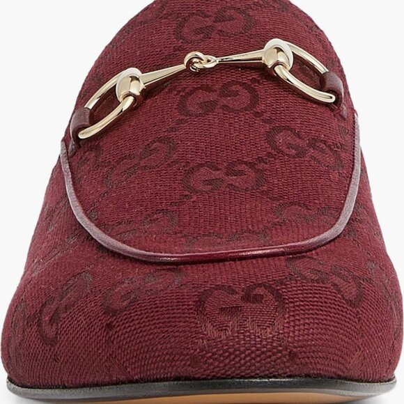 Gucci Princetown Horsebit Loafer Mules, GG Canvas, Maroon, Women’s Size 37 - Picture 4 of 6